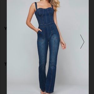 brand new Bebe denim jumpsuit